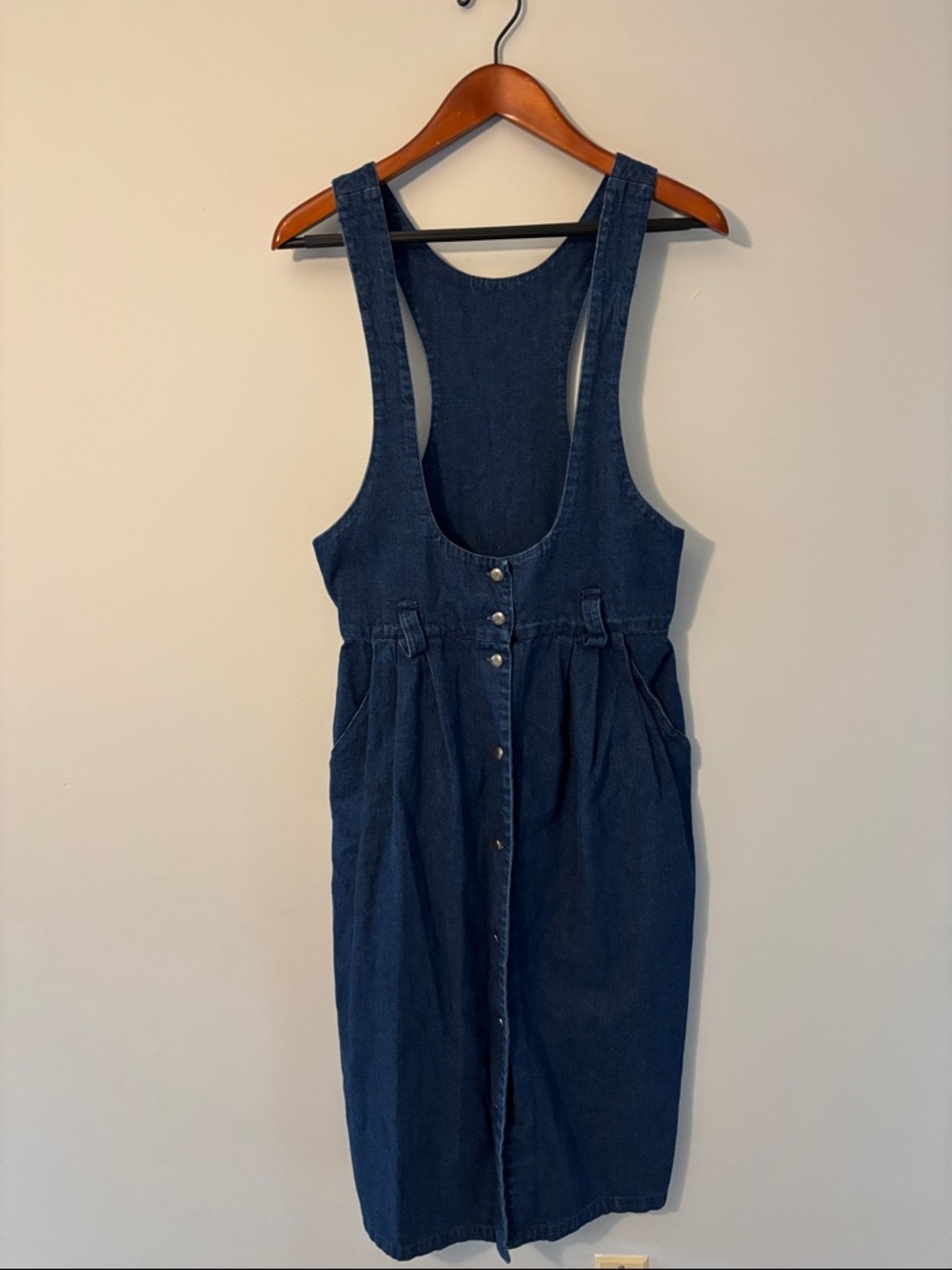 VINTAGE + UNIQUE Rabbit Rabbit Rabbit Indigo Denim Pinafore Midi Dress